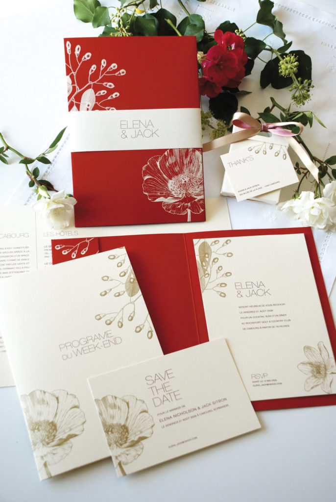 Faire part de mariage - gamme eden coquelicot