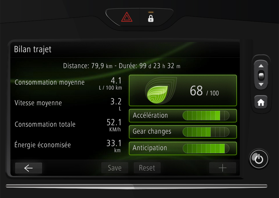 Tableau de Bord renault - DrivingEco TripReport