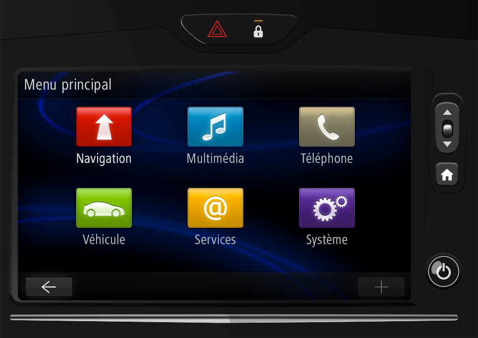 Tableau de Bord renault - menu principal